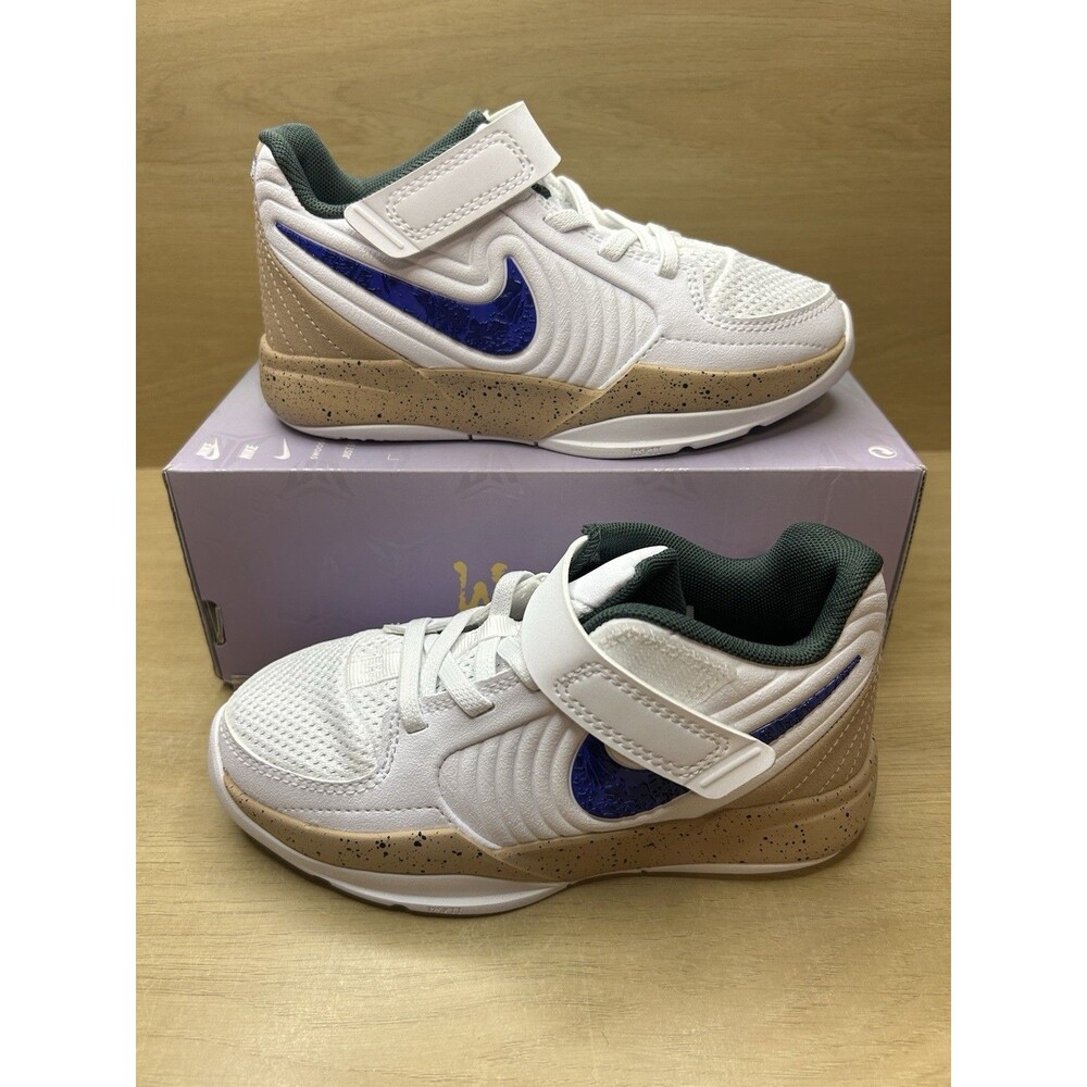 Nike Ja 2 In The Woods. Little Kids Shoes Size 12c White/Hemp/Vintage Green/Blue - Picture 5 of 15